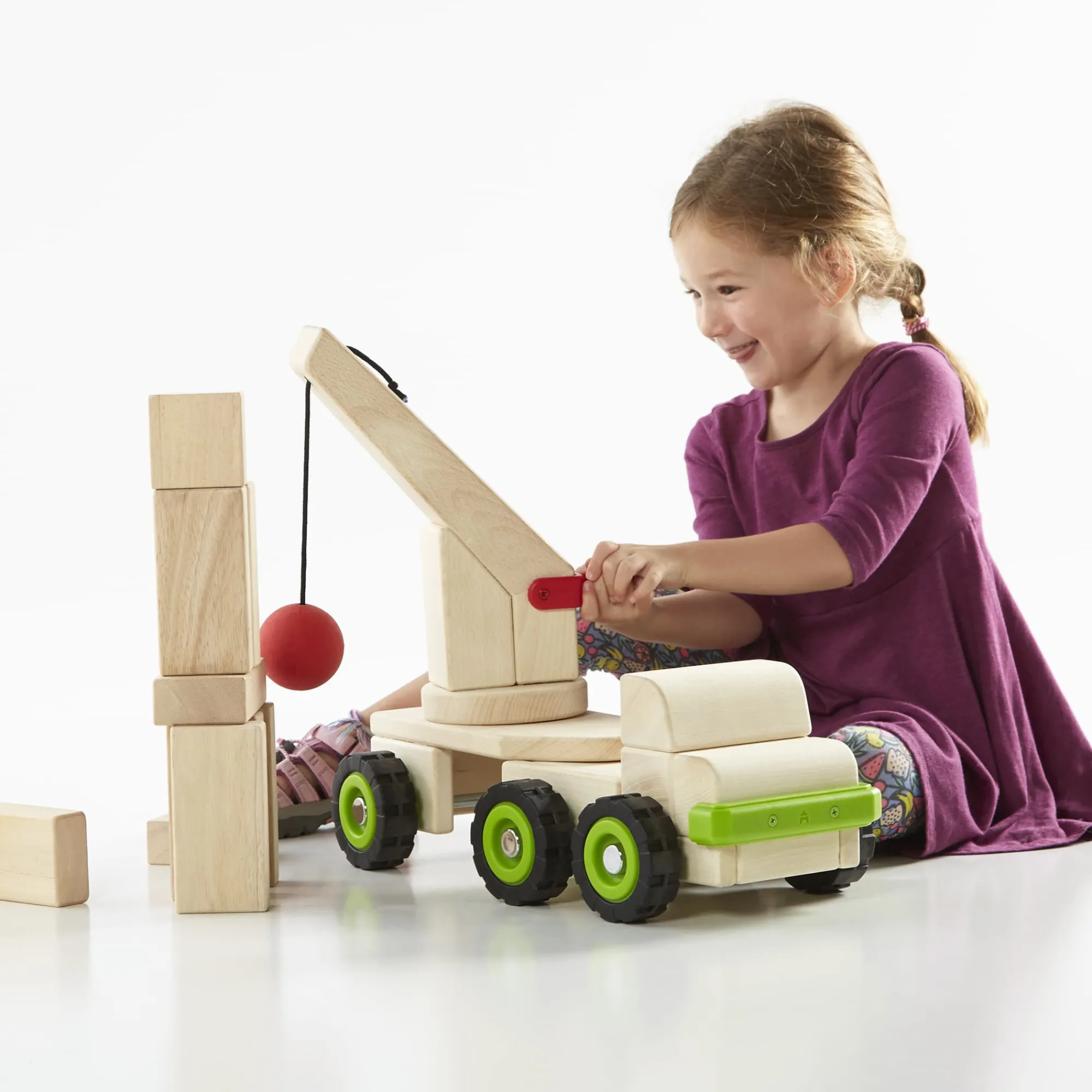 Guidecraft Block Science - Big Wrecking Ball Truck* Block Play|Wooden Toys