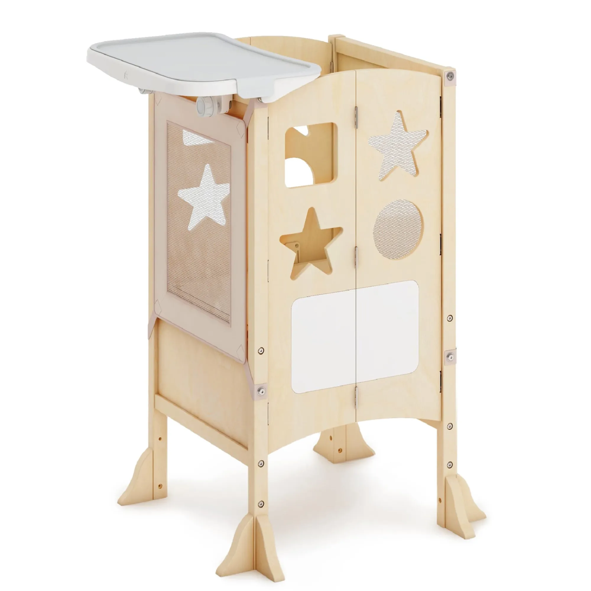 Guidecraft Classic Kitchen Helper Toddler Tower and Mealtime and Play Tray Bundle*Kids Kitchen Helper|Toddler Tower