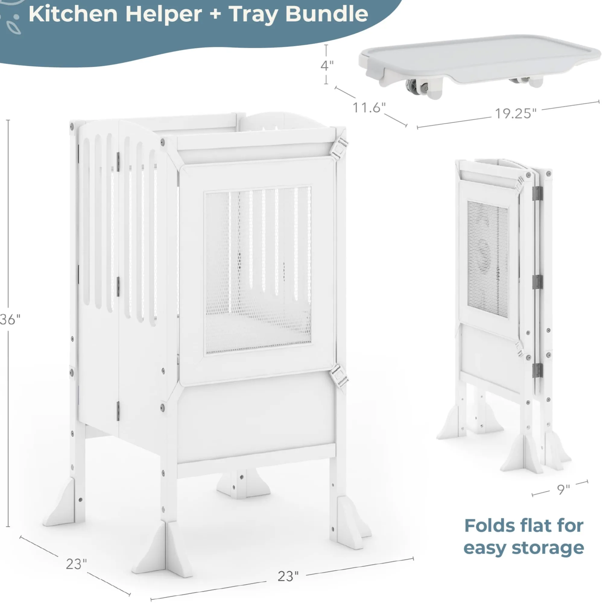 Guidecraft Contemporary Kitchen Helper Toddler Tower and Mealtime and Play Tray Bundle*Kids Kitchen Helper|Toddler Tower