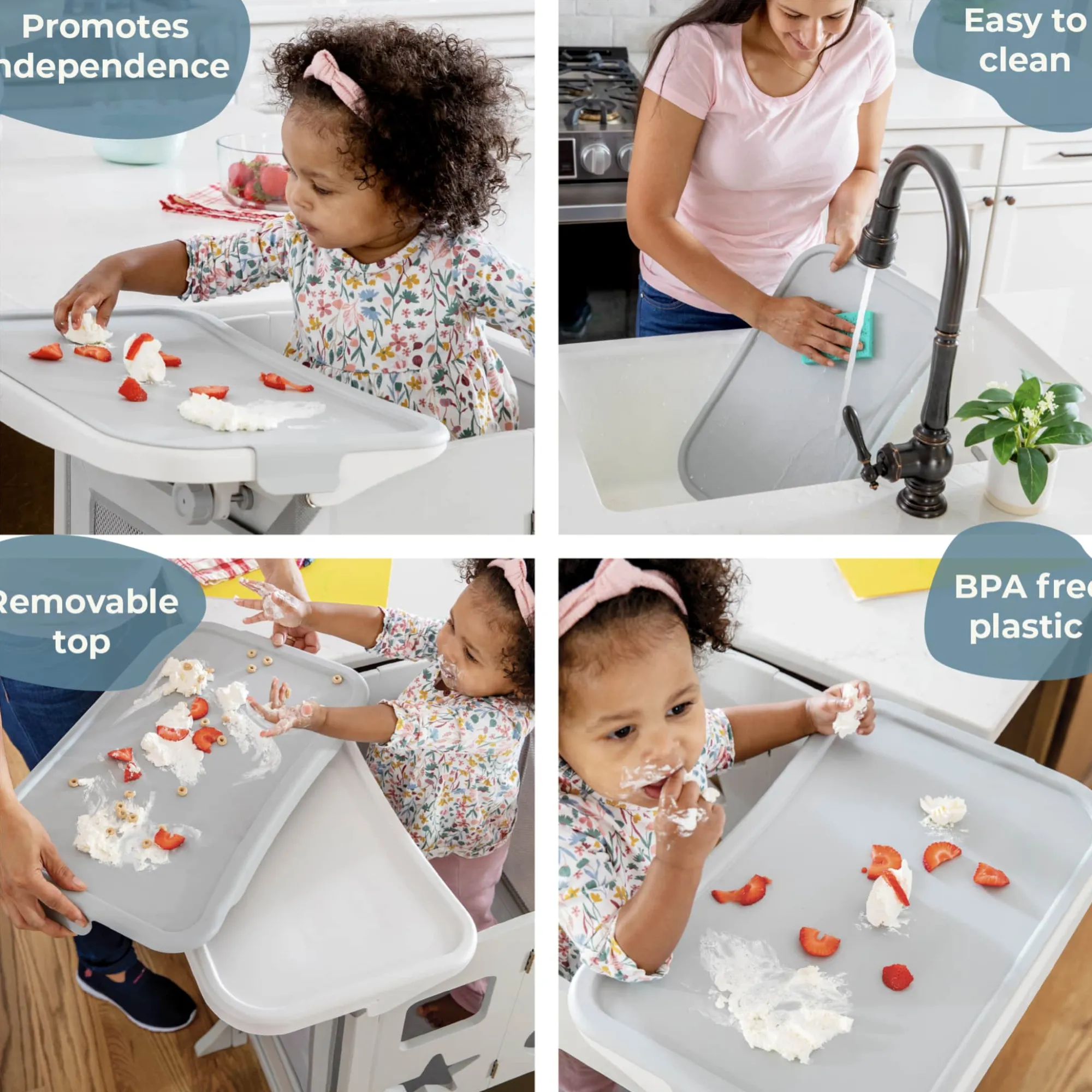 Guidecraft Contemporary Kitchen Helper Toddler Tower and Mealtime and Play Tray Bundle*Kids Kitchen Helper|Toddler Tower