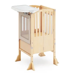 Guidecraft Contemporary Kitchen Helper Toddler Tower and Mealtime and Play Tray Bundle*Kids Kitchen Helper|Toddler Tower
