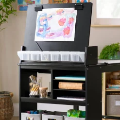 Guidecraft Design Studio - 3 in 1 Art Table, Drafting Table, Easel, and Stool*Kids Art Storage And Crafting Equipment|Kids' Art Tables