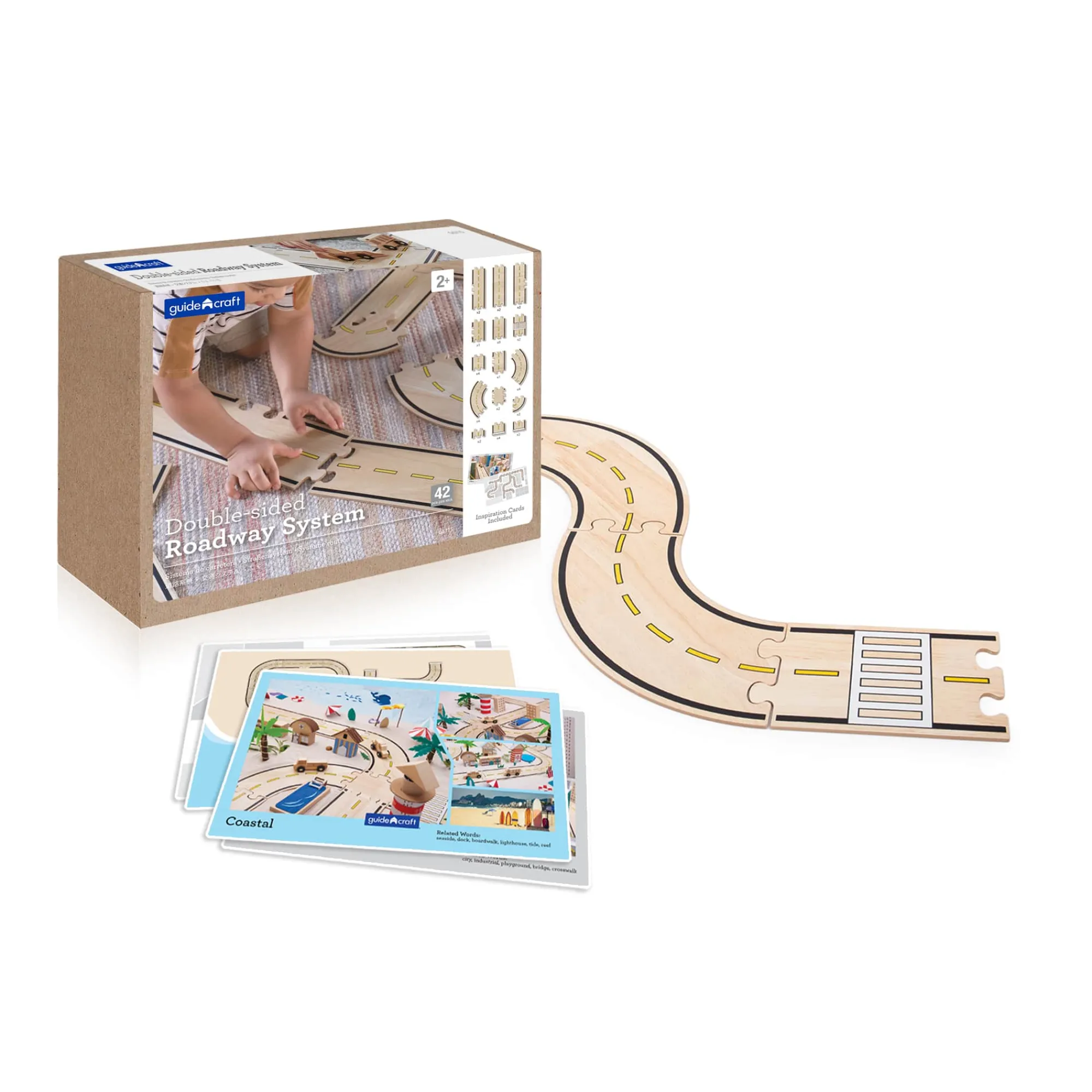 Guidecraft Double-Sided Roadway System - 42 pc. set* Block Play|Wooden Toys