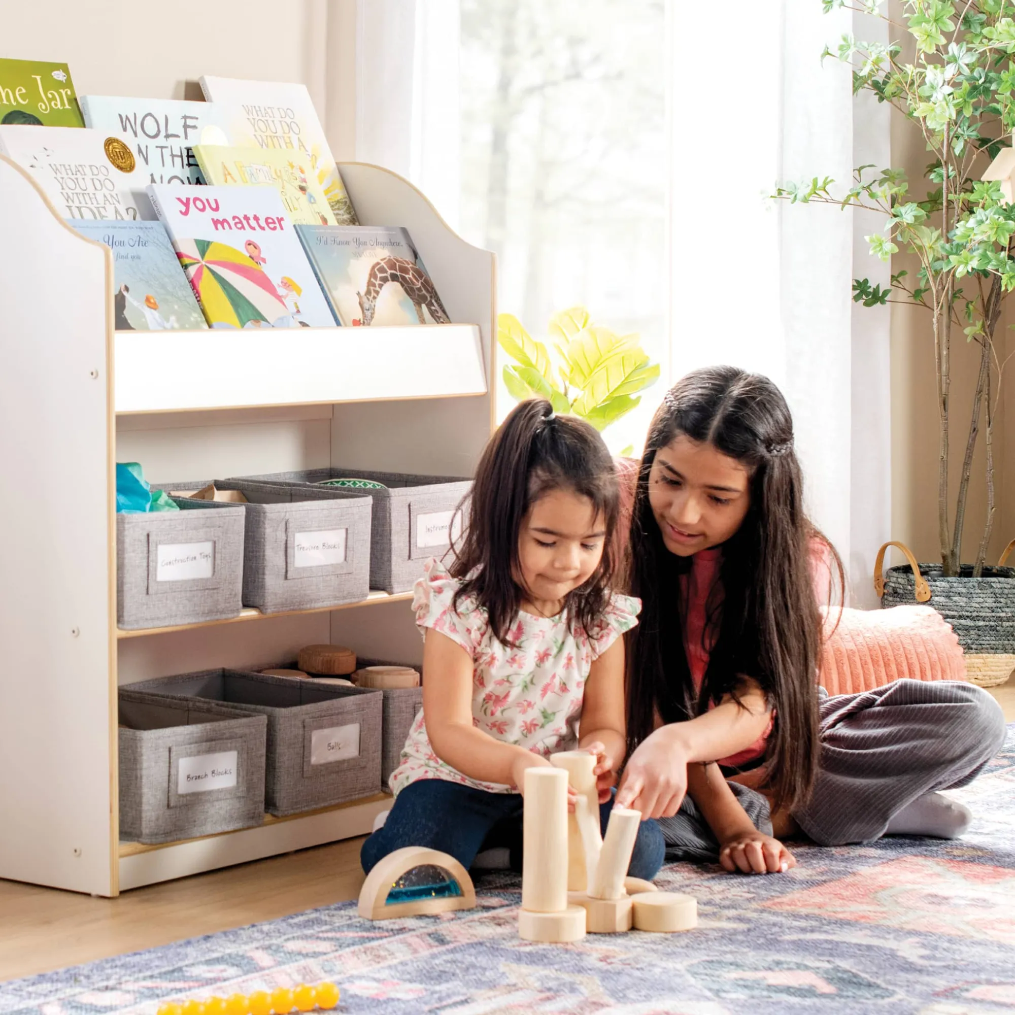 Guidecraft EdQ Book and Bin Browser*Kids Classroom Furniture|Toy Storage Organization