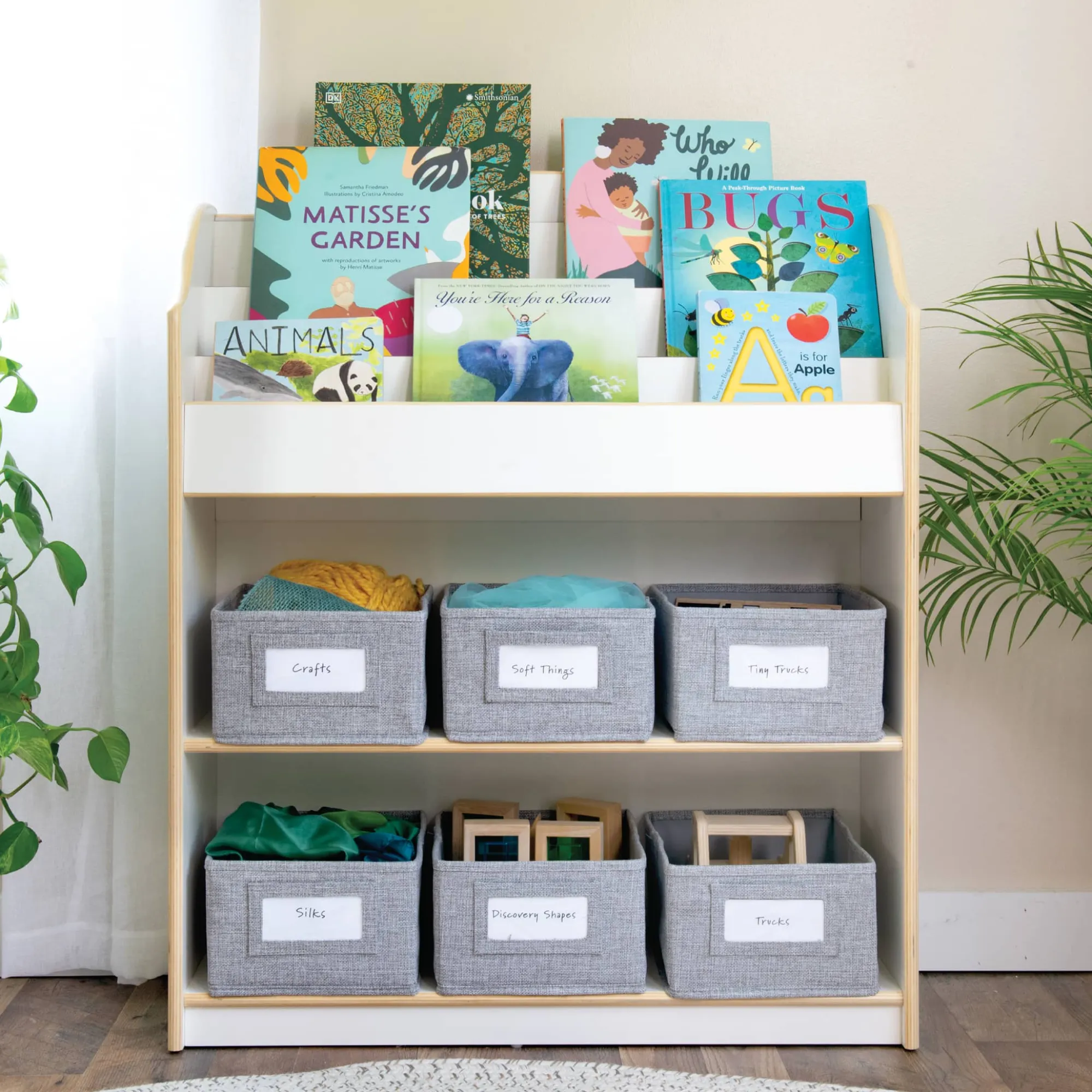 Guidecraft EdQ Book and Bin Browser*Kids Classroom Furniture|Toy Storage Organization