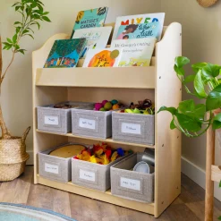 Guidecraft EdQ Book and Bin Browser*Kids Classroom Furniture|Toy Storage Organization