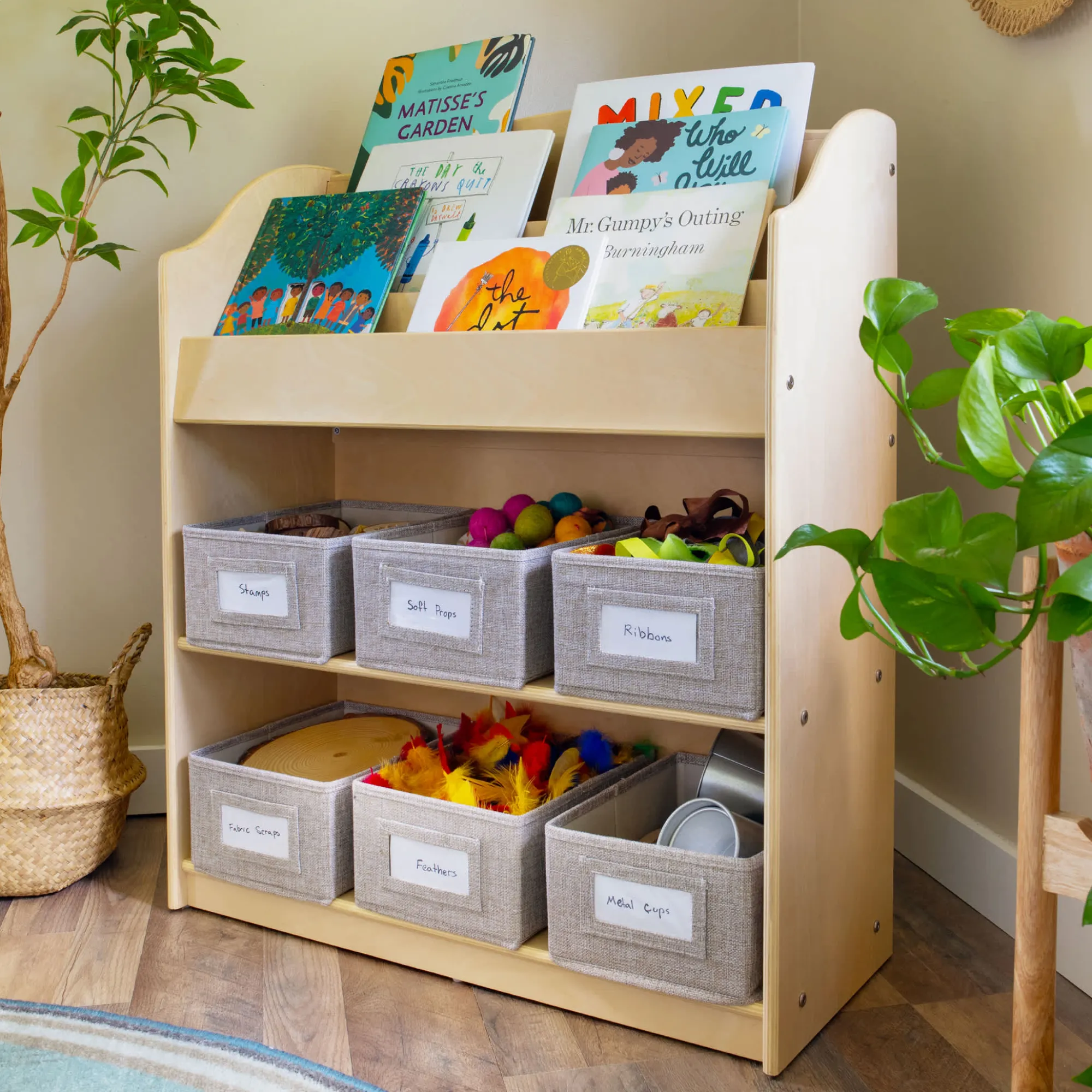 Guidecraft EdQ Book and Bin Browser*Kids Classroom Furniture|Toy Storage Organization