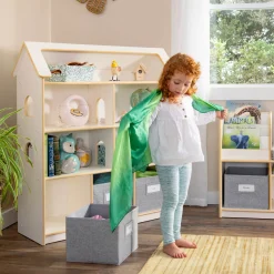 Guidecraft EdQ Dollhouse Bookcase with Bins*Kids Pretend Play|Toy Storage Organization