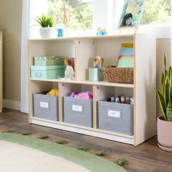Guidecraft EdQ 2-Shelf 5-Compartment Storage with Bins - 30"*Kids Classroom Furniture|Toy Storage Organization