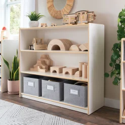 Guidecraft EdQ 3-Shelf Open Storage with Bins - 36"*Kids Classroom Furniture|Toy Storage Organization