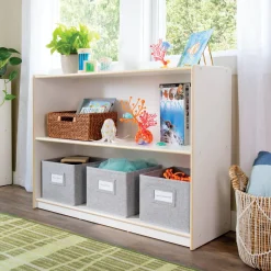 Guidecraft EdQ 2-Shelf Open Storage with Bins - 30"*Kids Classroom Furniture|Toy Storage Organization