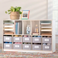 Guidecraft EdQ Shelves and 10 Bin Storage Unit - 30"*Kids Classroom Furniture|Toy Storage Organization