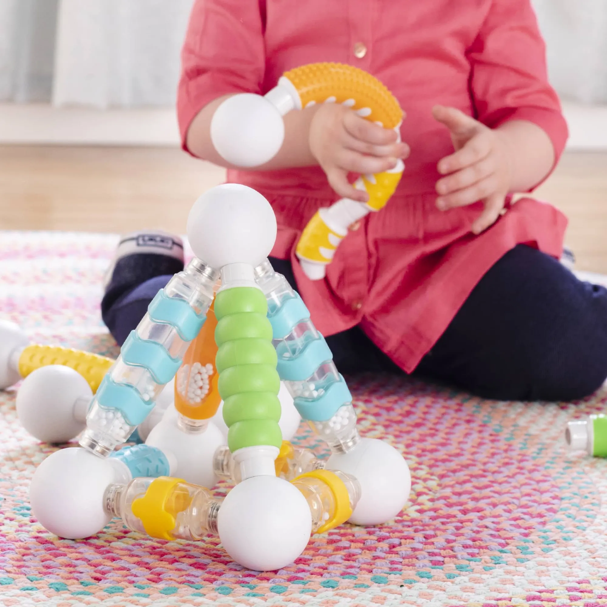 Guidecraft Grippies® Shake, Build and Curve - 70 pc. set* Sensory Toys|Early Learning Skill Builders