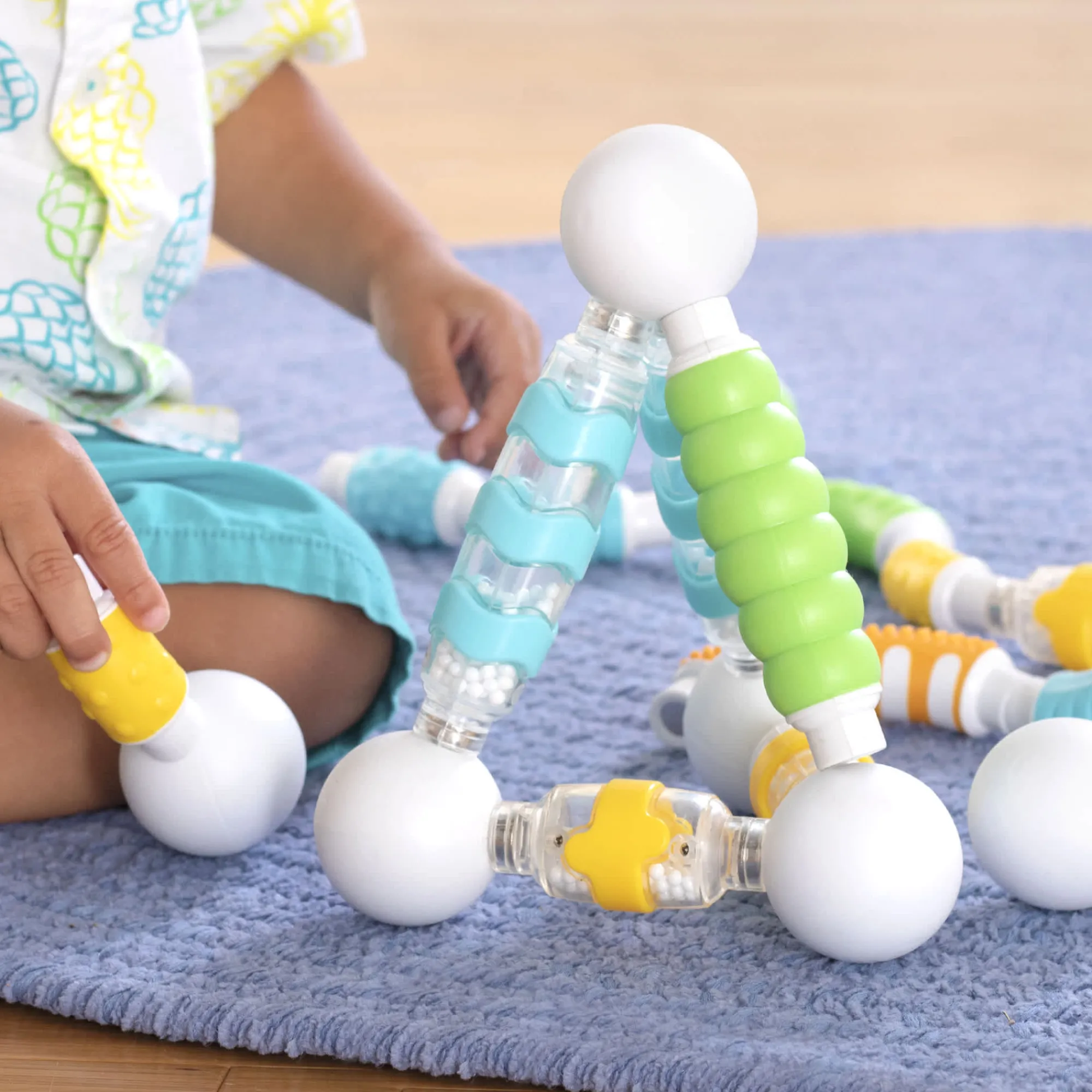 Guidecraft Grippies® Shake, Build and Curve - 70 pc. set* Sensory Toys|Early Learning Skill Builders