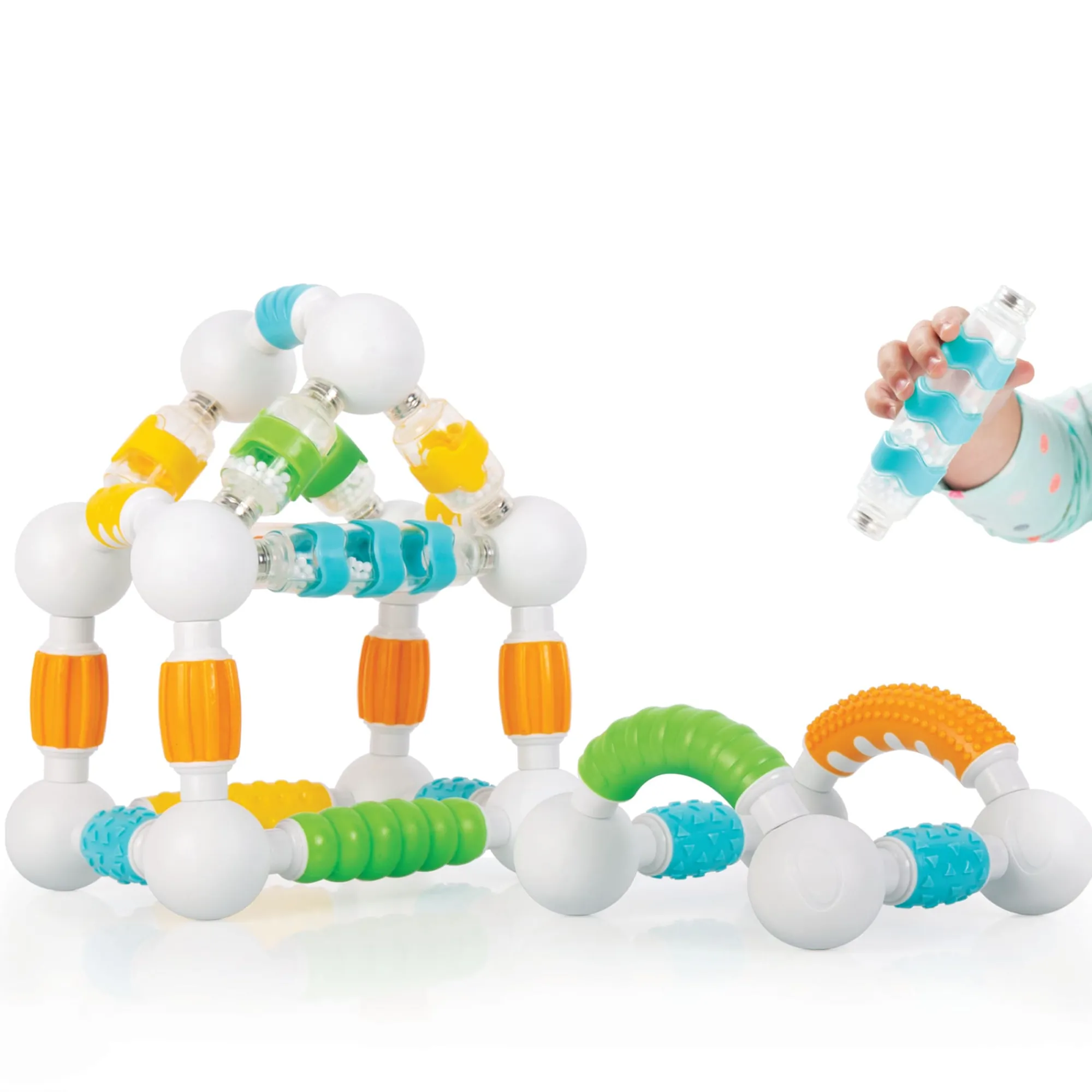 Guidecraft Grippies® Shake, Build and Curve - 70 pc. set* Sensory Toys|Early Learning Skill Builders