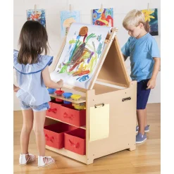 Guidecraft Kids' Desk to Easel Art Cart*Kids Classroom Furniture|Kids' Art Tables