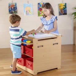 Guidecraft Kids' Desk to Easel Art Cart*Kids Classroom Furniture|Kids' Art Tables