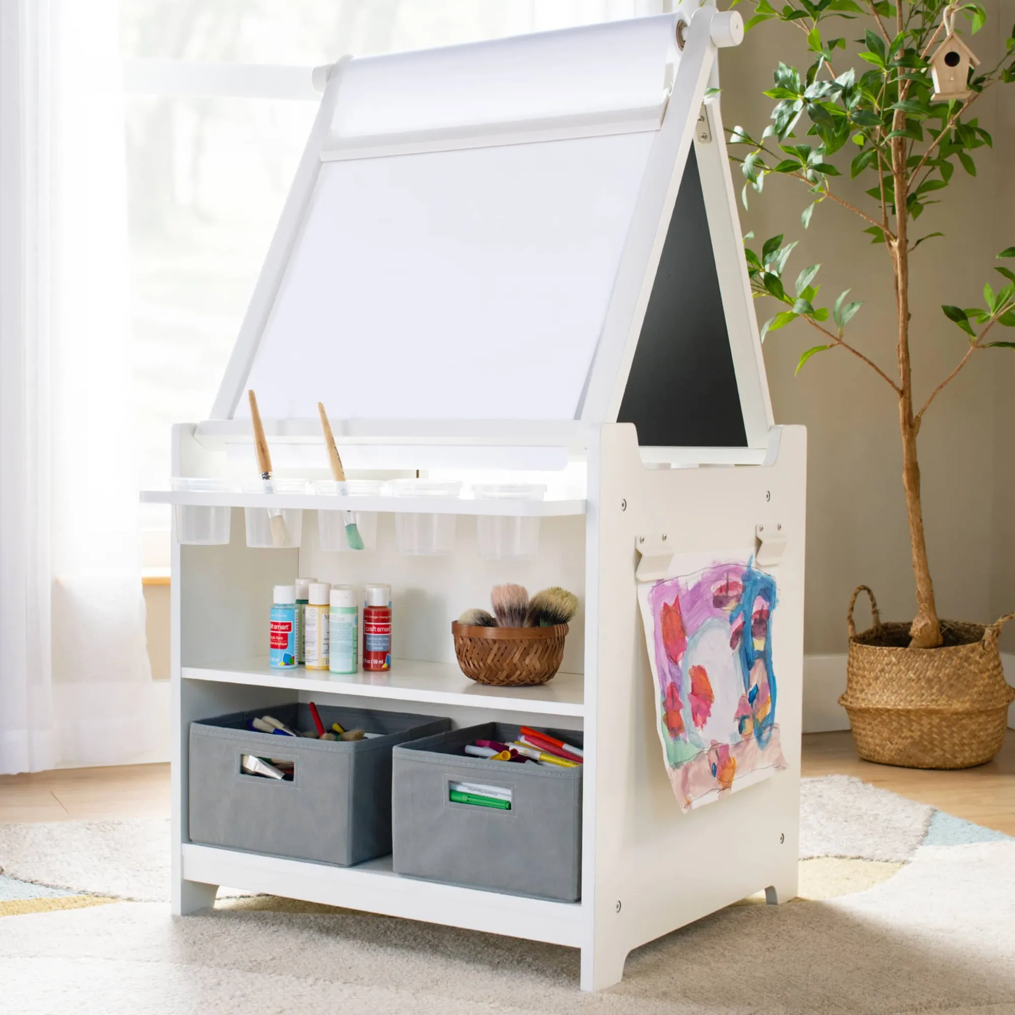 Guidecraft Kids' Desk to Easel Art Cart*Kids Kids' Art Tables|Art Storage And Crafting Equipment