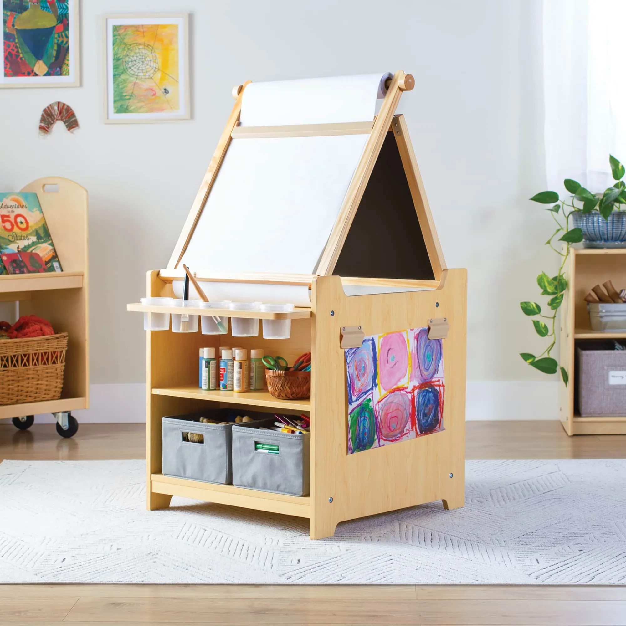 Guidecraft Kids' Desk to Easel Art Cart*Kids Kids' Art Tables|Art Storage And Crafting Equipment