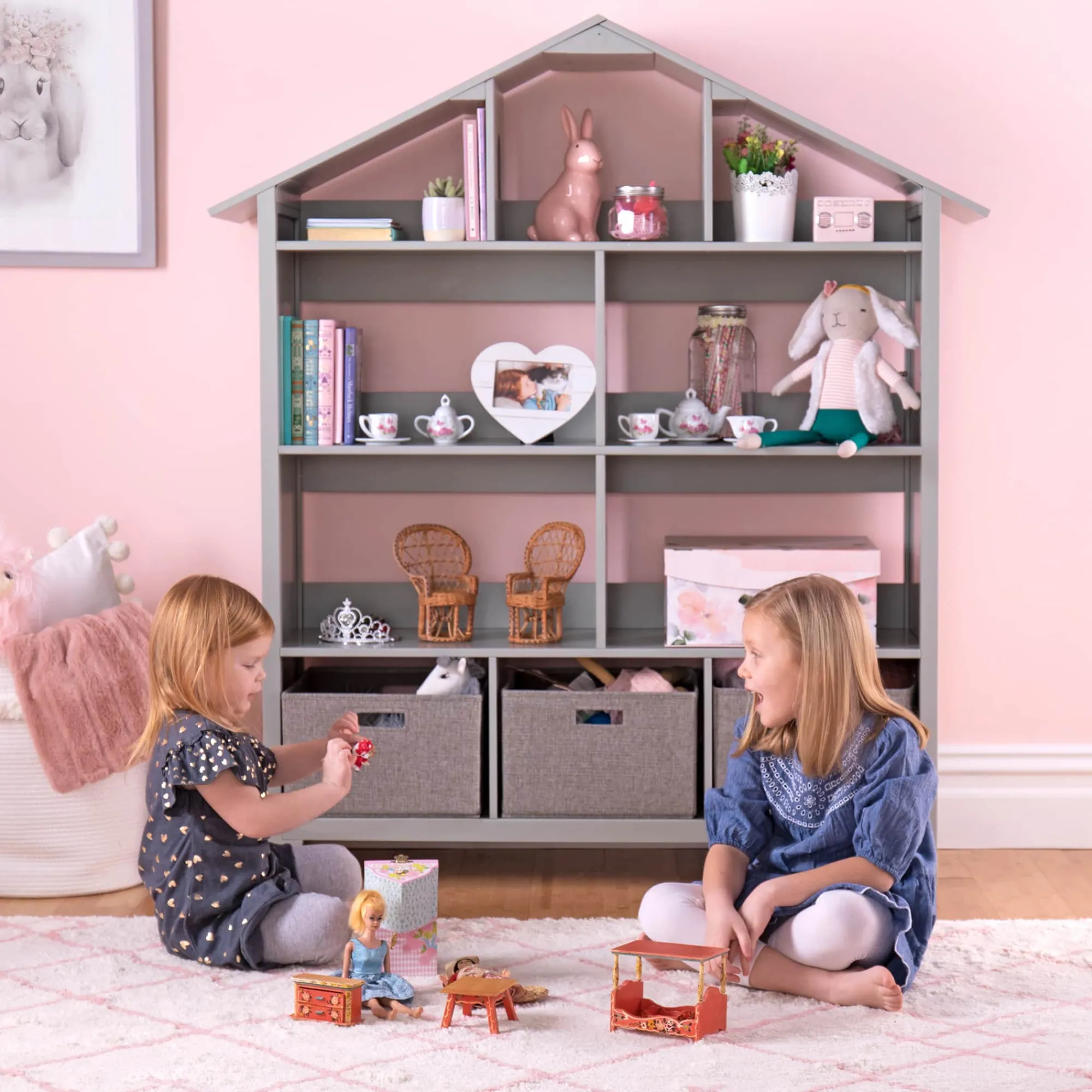 Guidecraft Martha Stewart Kids' Dollhouse Bookcase*Kids Pretend Play|Toy Storage Organization
