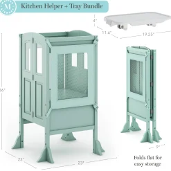 Guidecraft Martha Stewart Kitchen Helper Toddler Tower and Mealtime and Play Tray Bundle*Kids Kitchen Helper|Toddler Tower