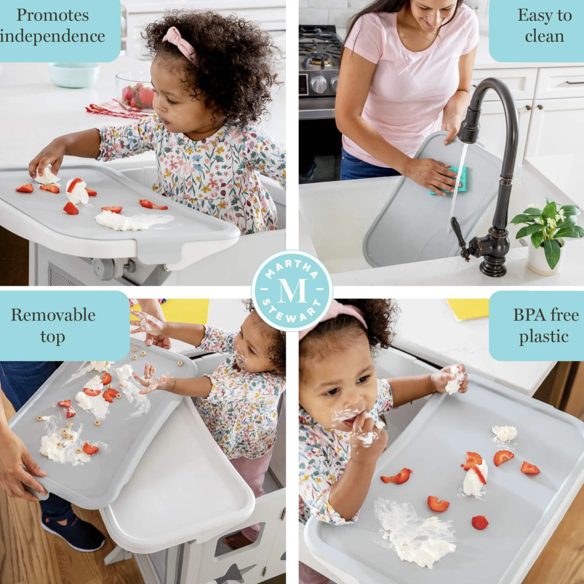 Guidecraft Martha Stewart Kitchen Helper Toddler Tower and Mealtime and Play Tray Bundle*Kids Kitchen Helper|Toddler Tower
