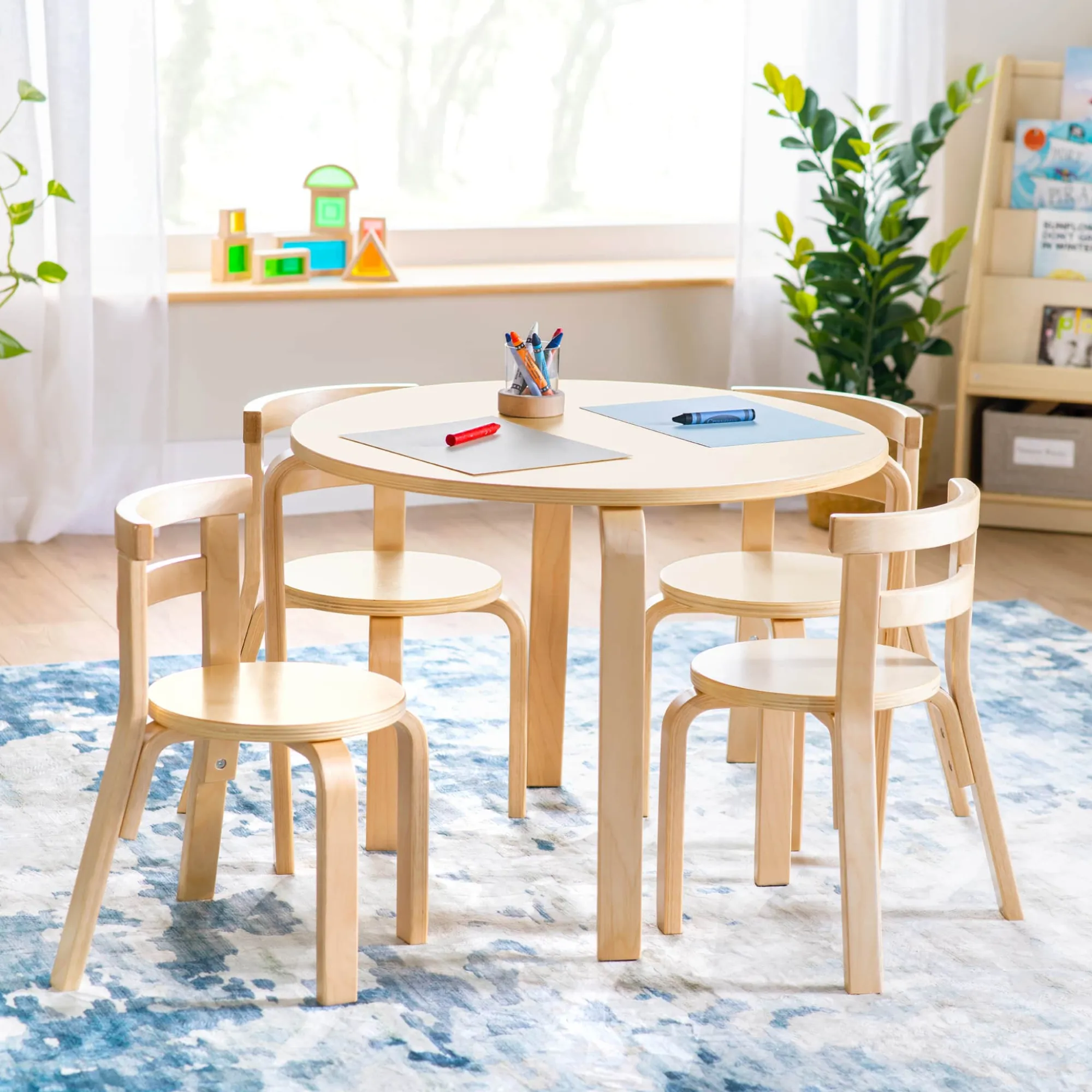 Guidecraft Nordic Table and 4 Chairs Set*Kids Kids' Desks, Tables And Chairs