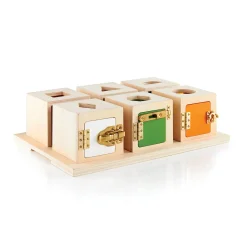 Guidecraft Peekaboo Lock Boxes Set of 6* Sensory Toys|Early Learning Skill Builders
