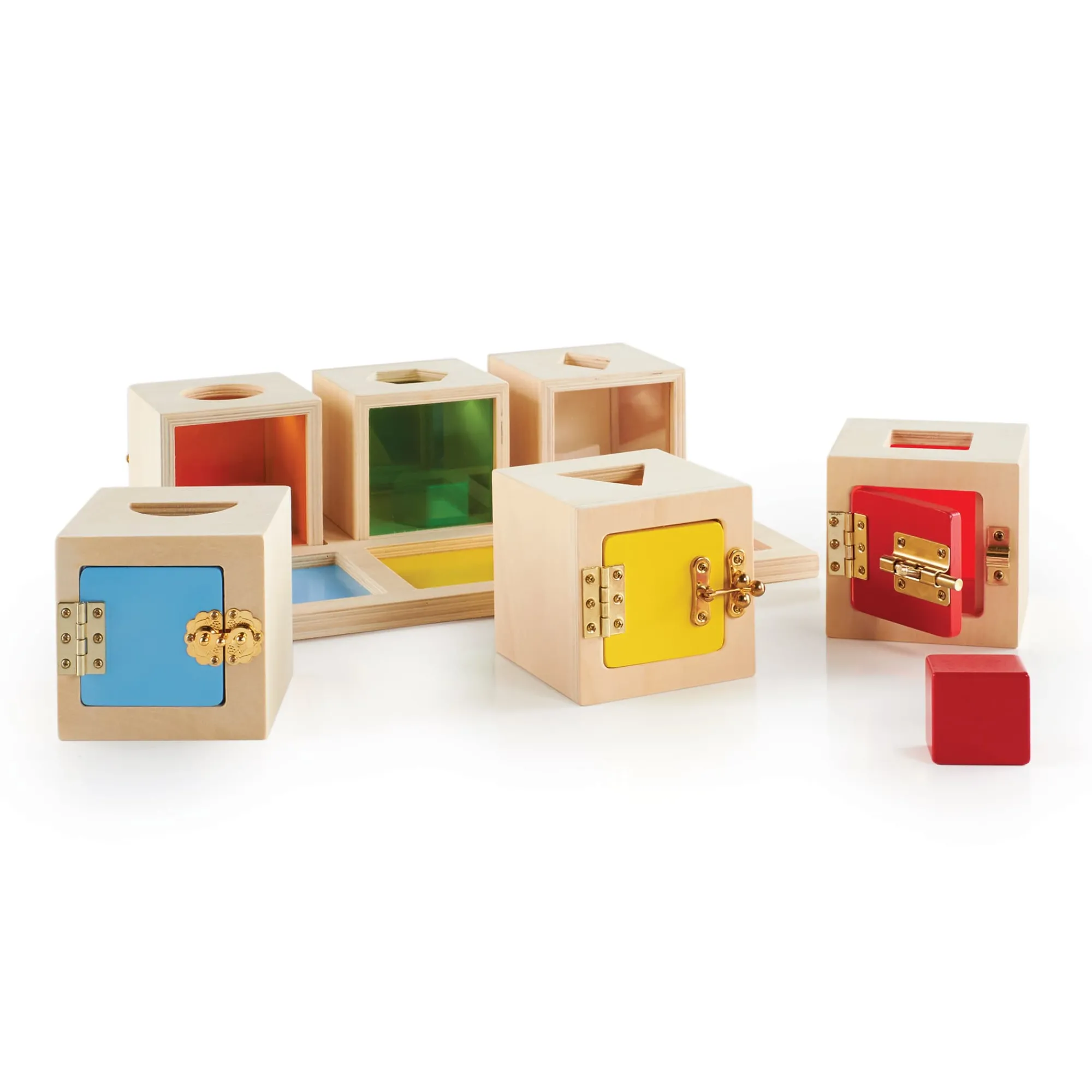 Guidecraft Peekaboo Lock Boxes Set of 6* Sensory Toys|Early Learning Skill Builders