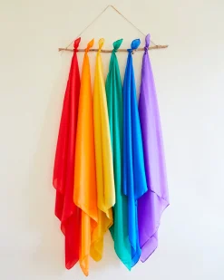 Guidecraft Sarah's Silks Set of 6 Primary Playsilks*Kids Sensory Toys|Sensory Play