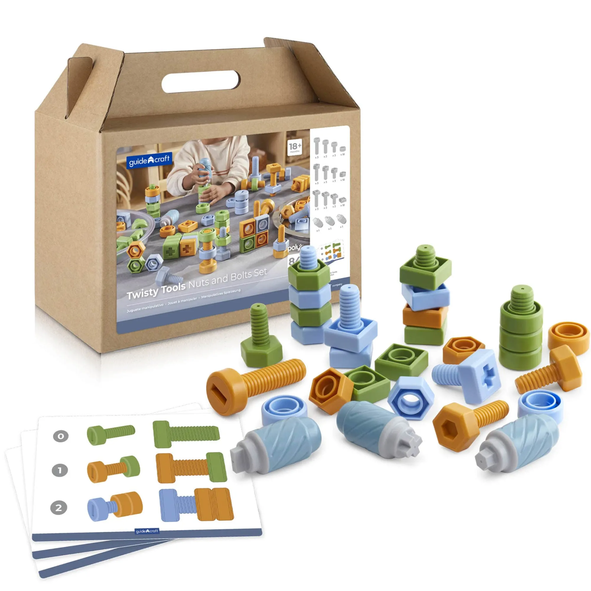 Guidecraft Twisty Tools - Nuts and Bolts Set - 84 pieces*Kids Kids' Outdoor Toys|Early Learning Skill Builders