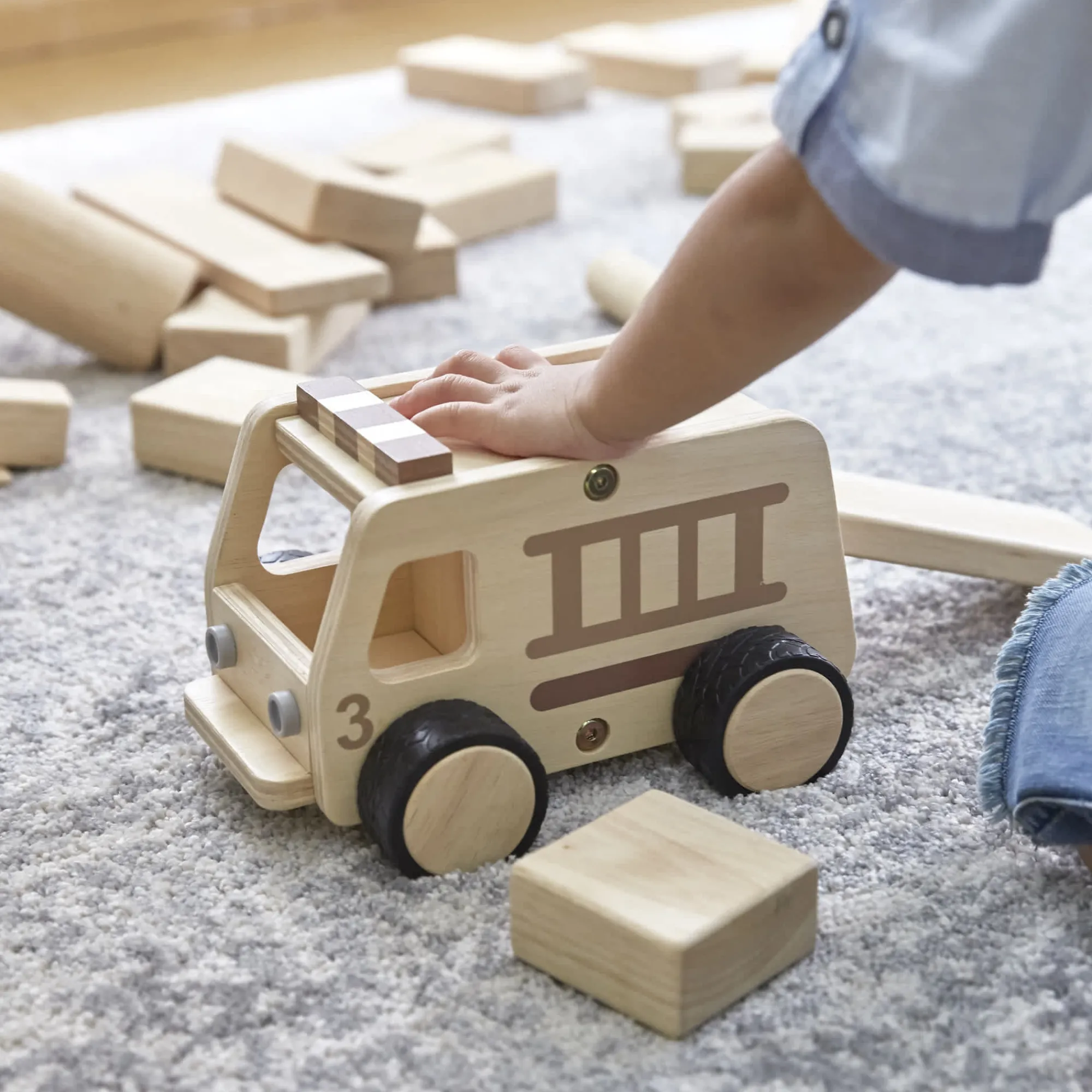 Guidecraft Wooden Fire Truck* Block Play|Toy Vehicles