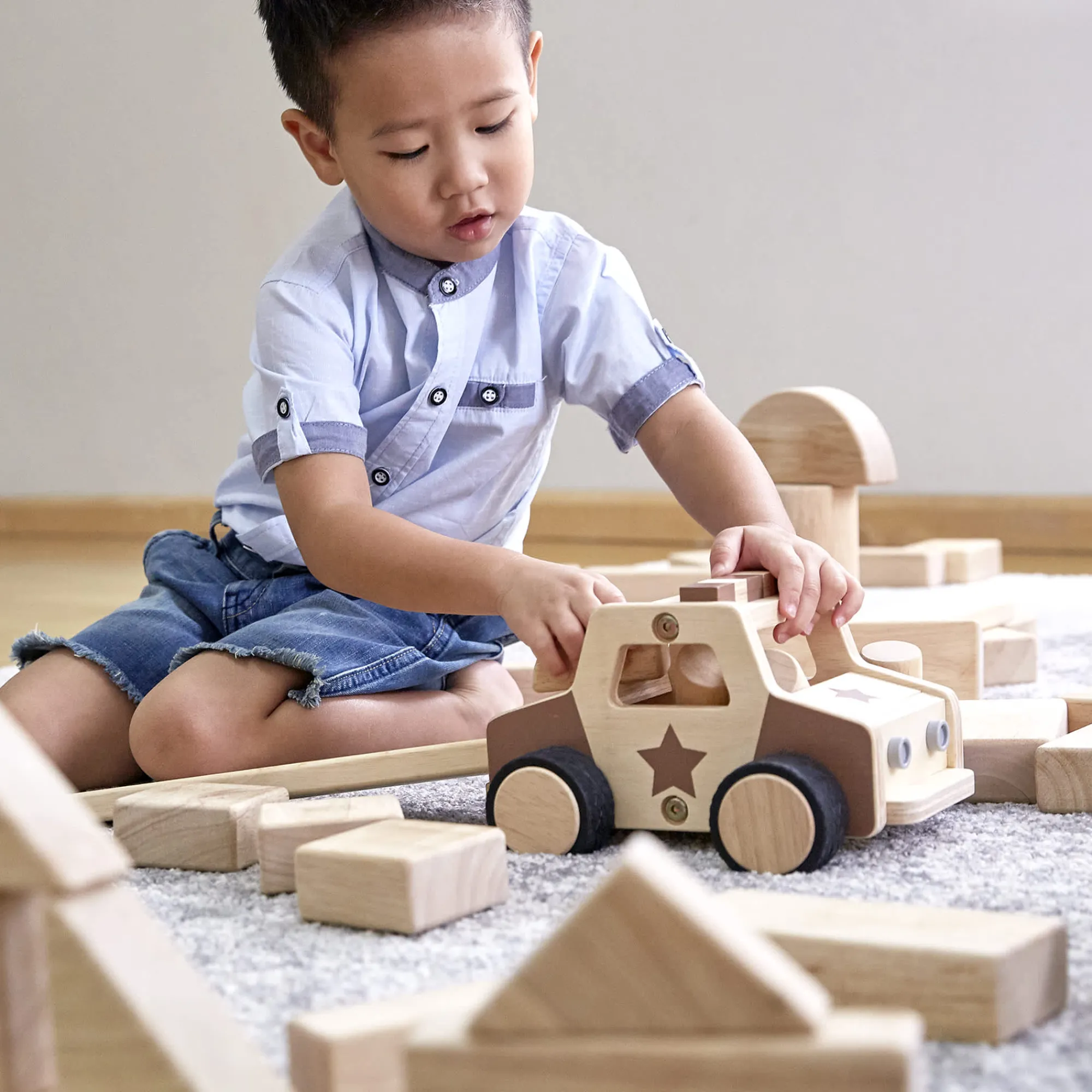 Guidecraft Wooden Police Car* Block Play|Toy Vehicles
